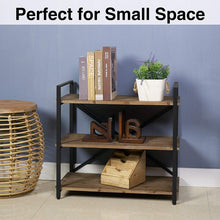 Load image into Gallery viewer, Dark Brown Bookshelf 3 Tier Storage Rack Shelf