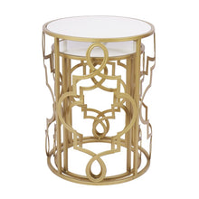 Load image into Gallery viewer, Gold & White Set of 2 Round Small Nesting Side End Coffee Tables