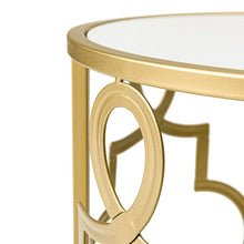 Load image into Gallery viewer, Gold & White Set of 2 Round Small Nesting Side End Coffee Tables