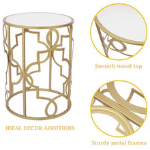 Load image into Gallery viewer, Gold & White Set of 2 Round Small Nesting Side End Coffee Tables