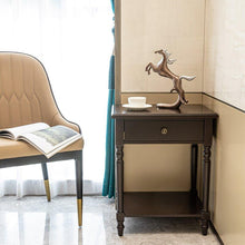 Load image into Gallery viewer, Rustic 1-Drawer Nightstand, Dark Brown/White