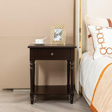 Load image into Gallery viewer, Rustic 1-Drawer Nightstand, Dark Brown/White