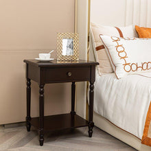 Load image into Gallery viewer, Rustic 1-Drawer Nightstand, Dark Brown/White