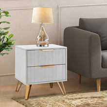 Load image into Gallery viewer, 2 - Drawers Nightstand, White End Table
