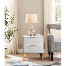 Load image into Gallery viewer, 2 - Drawers Nightstand, White End Table