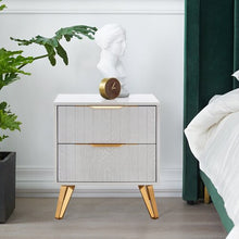 Load image into Gallery viewer, 2 - Drawers Nightstand, White End Table