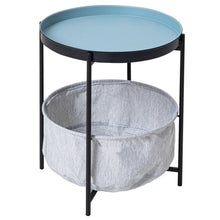 Load image into Gallery viewer, Round Metal End Table with Fabric Storage Basket