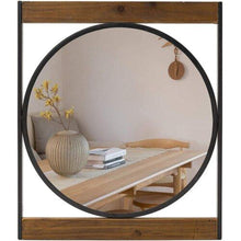Load image into Gallery viewer, Round Wall Mirror with Square Metal