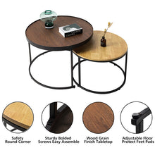 Load image into Gallery viewer, HAWOO Round Nesting Coffee Tables Set of 2