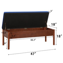 Load image into Gallery viewer, Blue Velvet Upholstered Bench