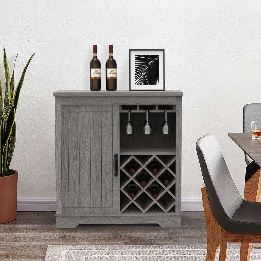Farmhouse Liquor Wine Cabinet With Storage Ash Grey