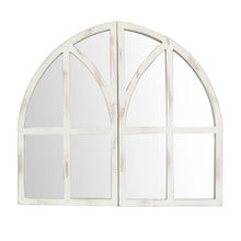 Load image into Gallery viewer, Farmhouse White Arched Window Wall Mirror Set of 2
