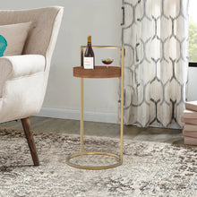 Load image into Gallery viewer, Gold C-shape Round End Table with Carry Handle
