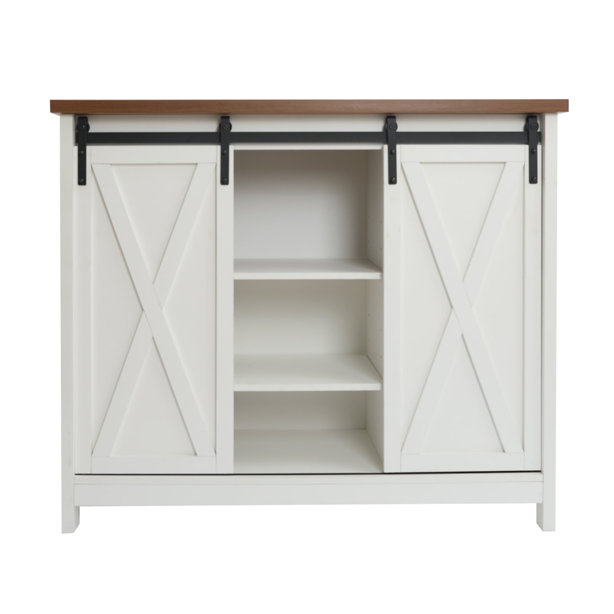 Rustic Solid Wood Barn Door Wine Cabinet – Hawoohome