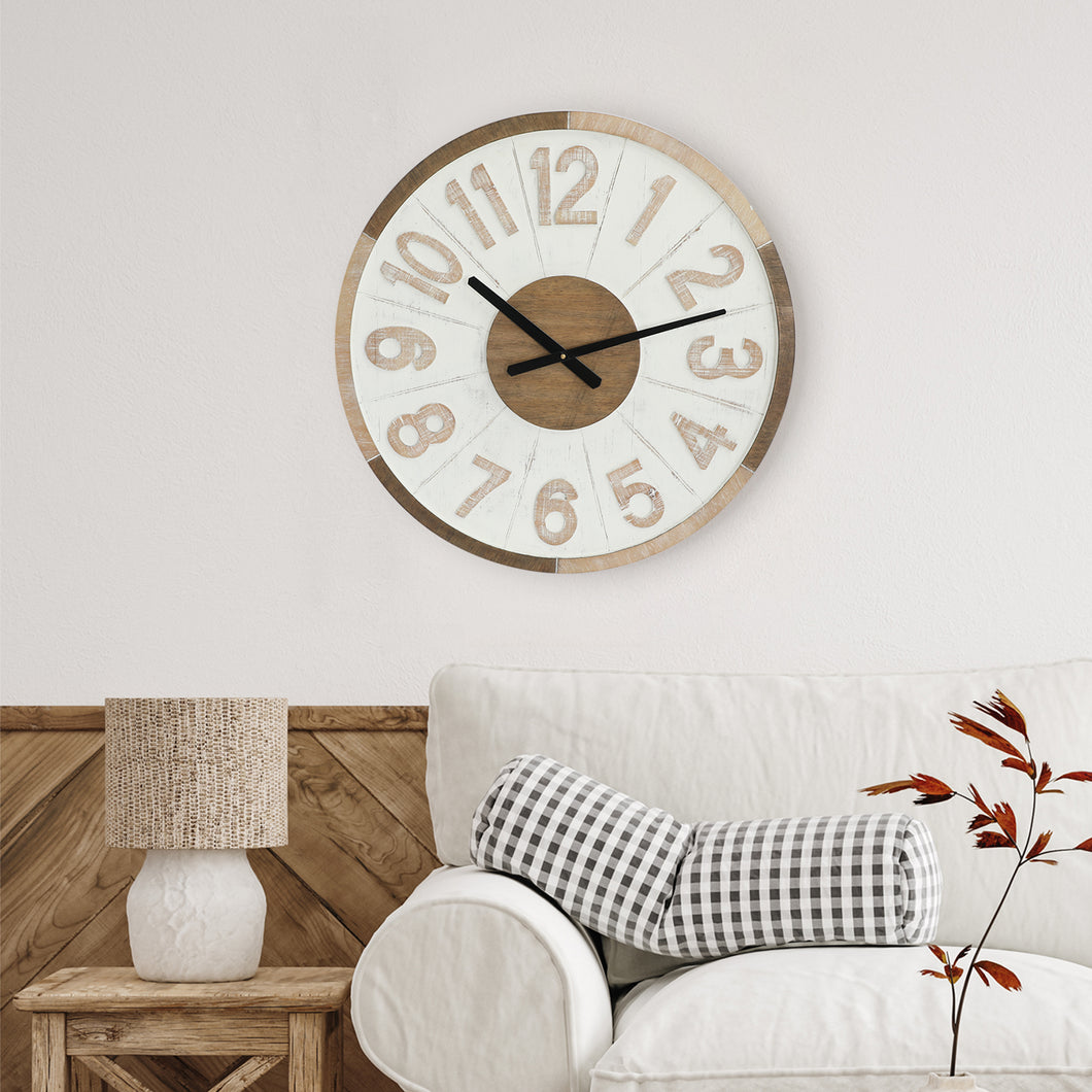 24 Inch Round Modern Wall Clock with Large Numerals