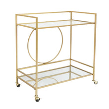 Load image into Gallery viewer, Gold Metal and Glass Home Bar Serving Cart
