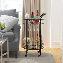 Load image into Gallery viewer, Black Metal and Glass Home Bar Serving Cart
