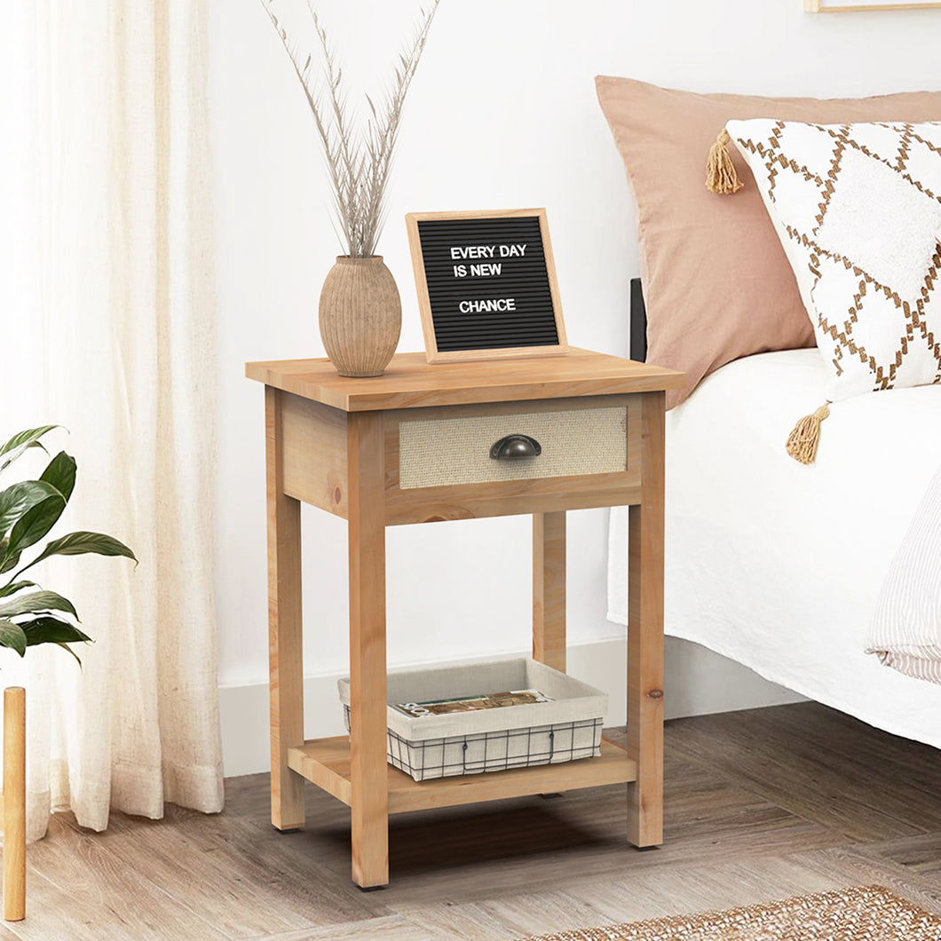 Nature Wood Night Stand Beside Table with Drawer
