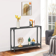 Load image into Gallery viewer, Black Side Table With 2 Storage Shelves for Entryway
