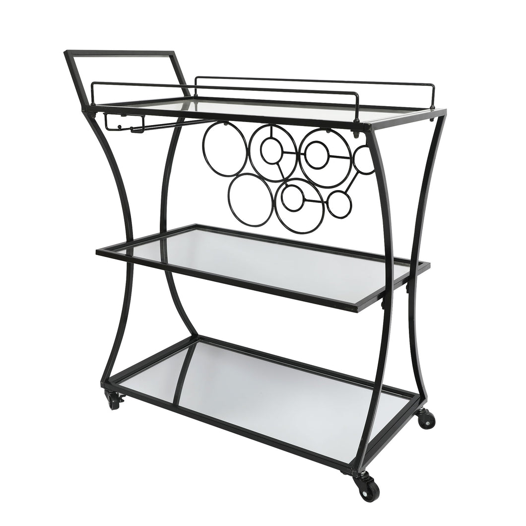 Glass and Metal Home Bar Serving Cart