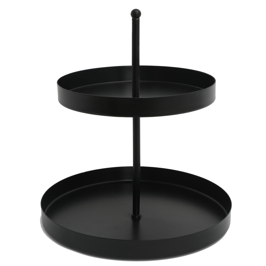 Black 2 Tiered Decorative Serving Tray