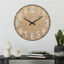 Load image into Gallery viewer, Farmhouse 24 Inch Round Wooden Wall Clock
