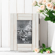 Load image into Gallery viewer, Rustic White 3 Folding 4X6 Hinged Distressed Photo Frame
