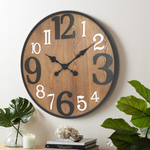 Load image into Gallery viewer, Farmhouse Wood Large Numerals Wall Clock 24 Inch
