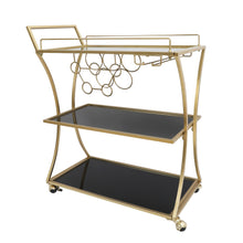 Load image into Gallery viewer, Glass and Metal Home Bar Serving Cart
