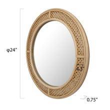 Load image into Gallery viewer, 24Inch Rustic Round Rattan Wall Mirror
