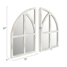 Load image into Gallery viewer, Farmhouse White Arched Window Wall Mirror Set of 2
