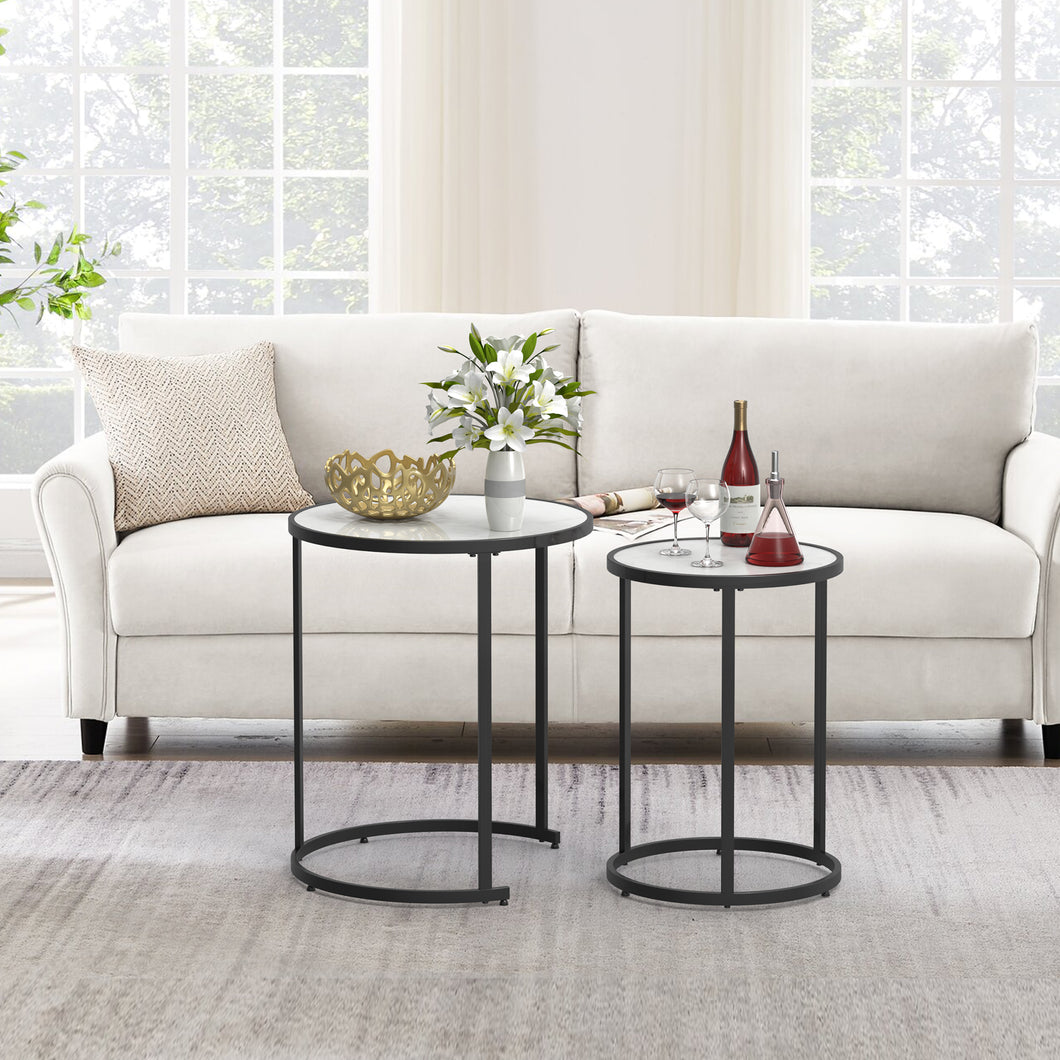 Modern Round Accent Coffee Table Set of 2