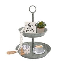 Load image into Gallery viewer, Vintage Metal Two-Tiered Serving Tray Decor Stand
