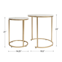 Load image into Gallery viewer, Modern Round White Faux Marble Top Nesting Table
