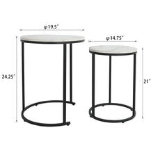 Load image into Gallery viewer, Modern Round White Faux Marble Top Nesting Table
