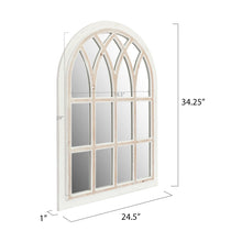 Load image into Gallery viewer, Farmhouse Wash White Arched Windowpane Wall Mirror
