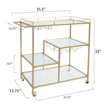 Load image into Gallery viewer, Gold Mirror Rolling Home Bar Serving Cart
