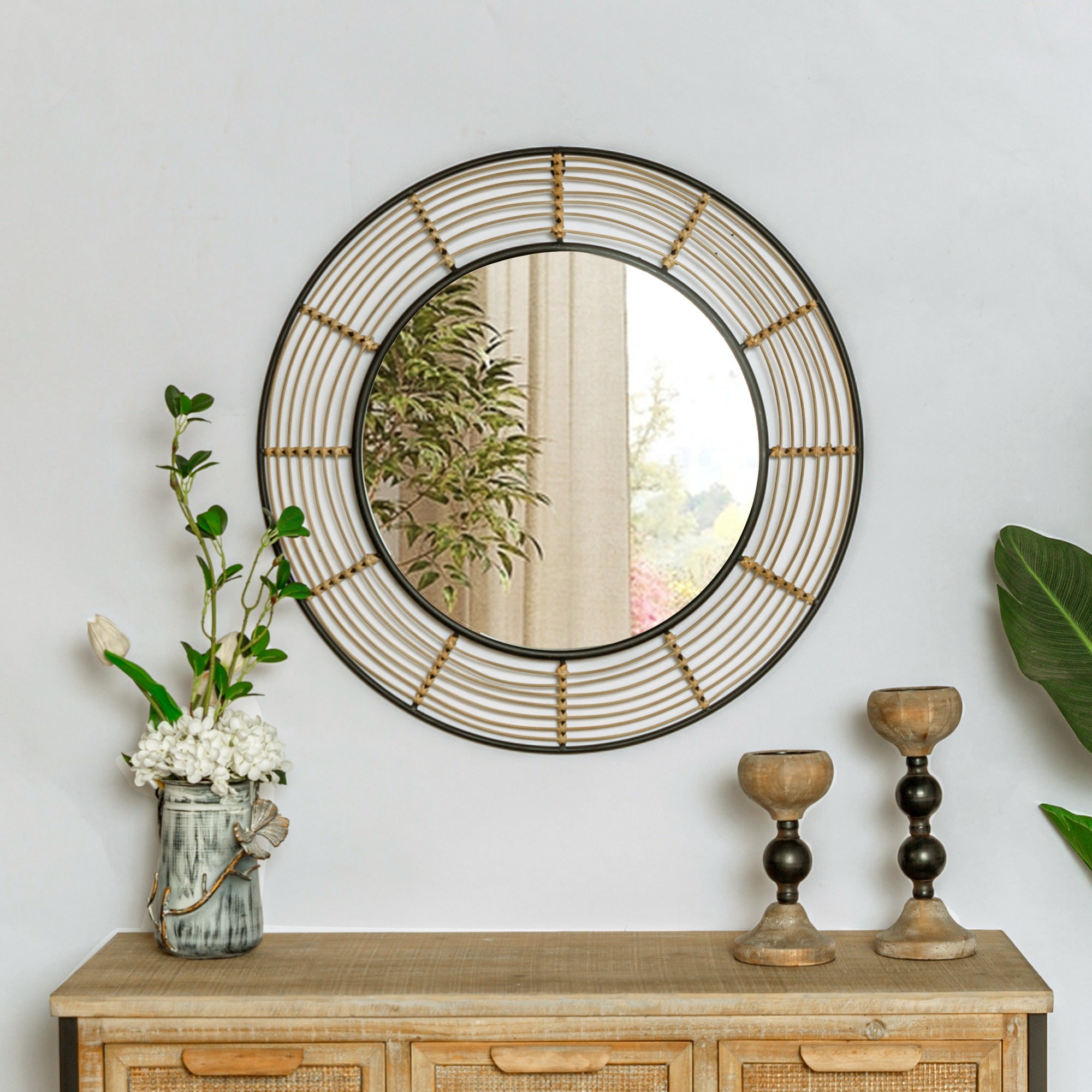 HAWOO 28'' Round Rattan Wall Mirror – Hawoohome