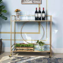 Load image into Gallery viewer, Bar Cart with 2 Mirrored Shelves
