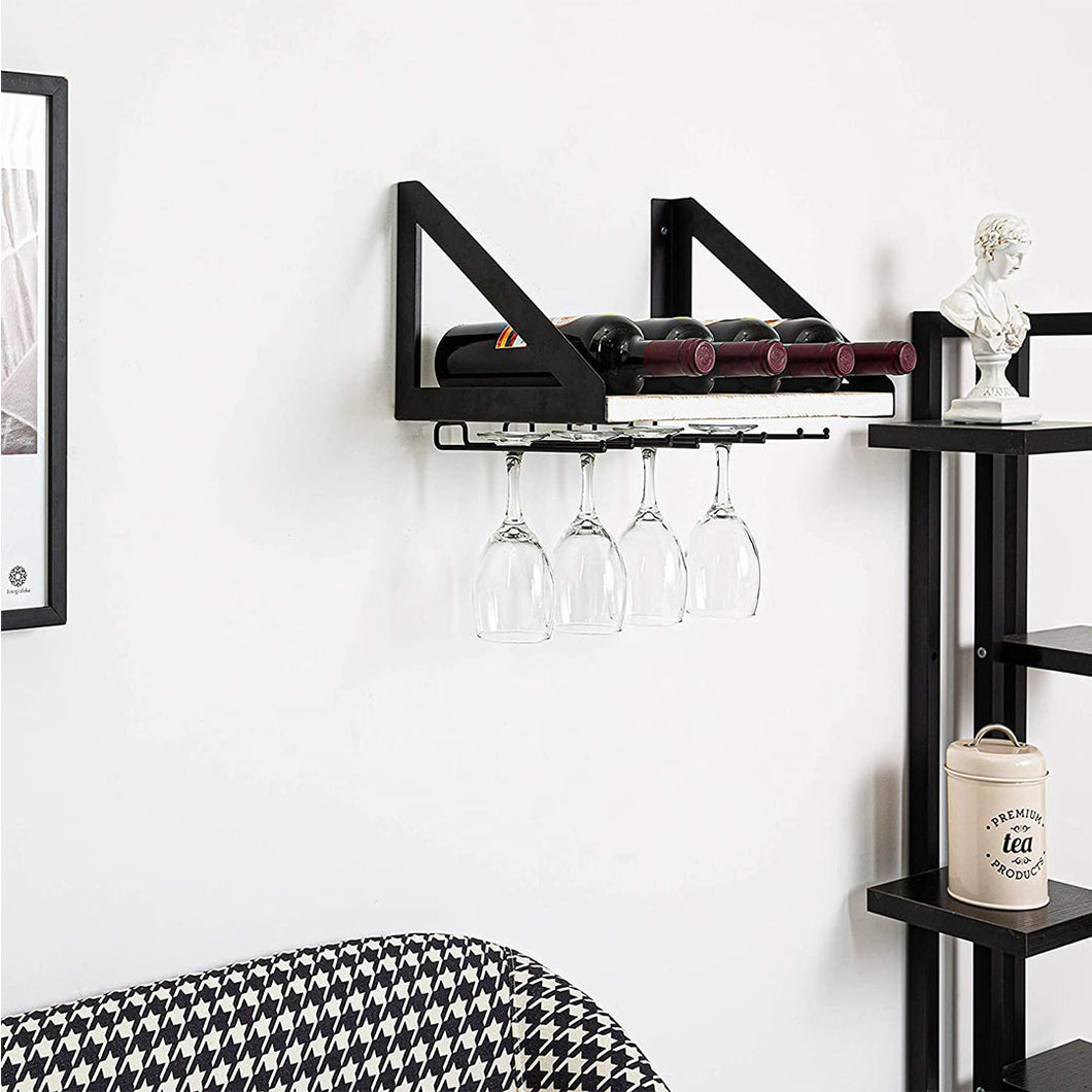 Rustic Wood Wine Storage Rack
