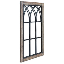 Load image into Gallery viewer, HAWOO Wood Windowpane Rustic Arch Mirror
