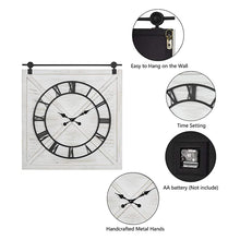 Load image into Gallery viewer, HAWOO Whitewash Farmhouse Large Barn Door Wall Clock, 30&quot; H x 28&quot; W
