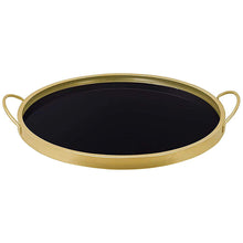 Load image into Gallery viewer, Decorative Black Glass Trays Gold Metal Finish, 2PCS
