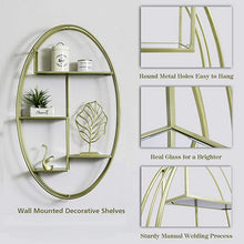 Load image into Gallery viewer, 4-Tier Large Oval Gold Shelves for Wall, 23.75&quot; L x 6&#39;&#39;W x 40&quot;H
