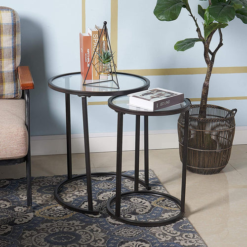 Glass Nesting Side Tables, Set of 2