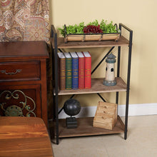 Load image into Gallery viewer, Dark Brown Bookshelf 3 Tier Storage Rack Shelf
