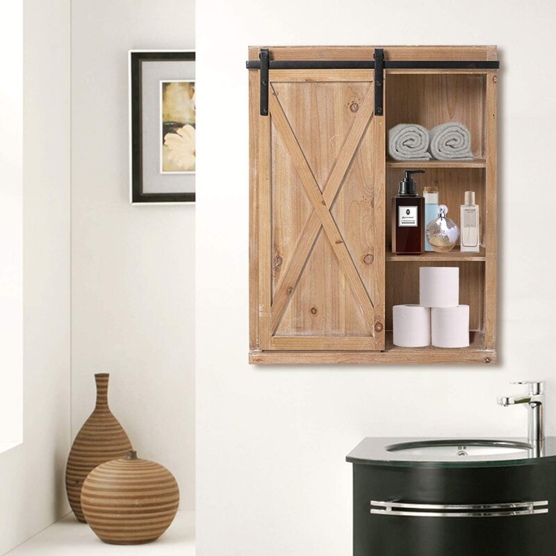 Solid Wood Wall Mounted Bathroom Cabinet