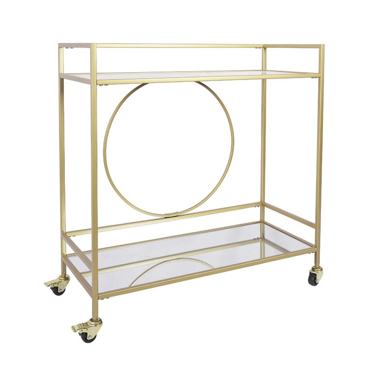 Bar Cart with 2 Mirrored Shelves