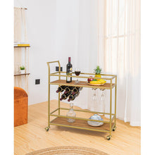 Load image into Gallery viewer, Gold Bar Cart with Handle Rack
