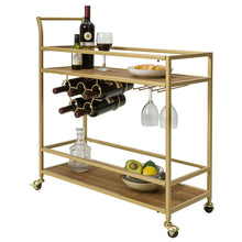 Load image into Gallery viewer, Gold Bar Cart with Handle Rack
